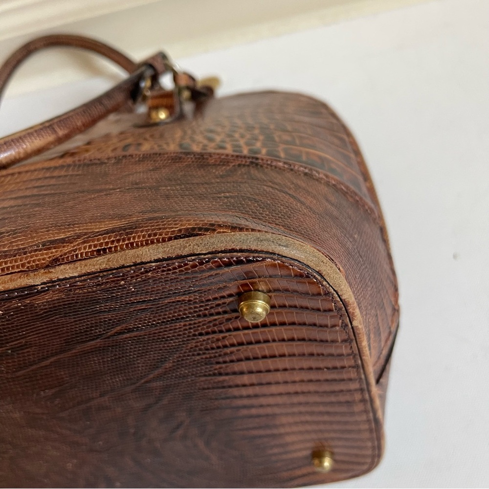 BRAHMIN Vintage Rare 25th Anniversary Croc Embossed Tote Crossbody Bag Pecan - Picture 8 of 12